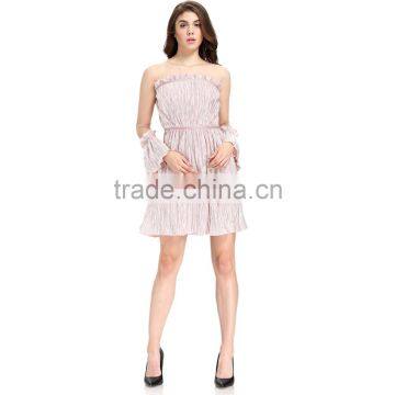 Domin Fashion Bronzing and Press Pleat Fabric Casual Dress photo-3