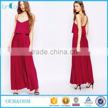 2017 fashion red chiffon spaghetti strap women dresses for summer