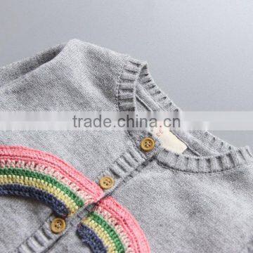 Kids Girls Rainbow Comfy 100% Cotton Button Down Cardigan Sweater photo-4