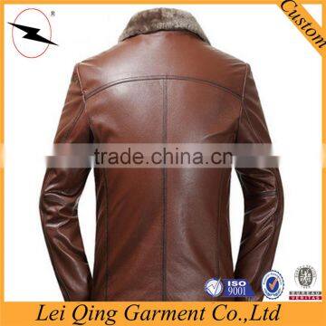 High Quality OEM Latest Designs Real Fur Black Man Leather Jacket photo-4