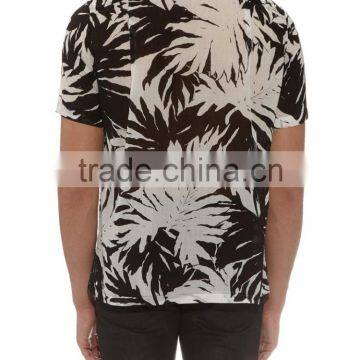 Palm Leaf Print Short Sleeved Shirt With Chest Pocket photo-3