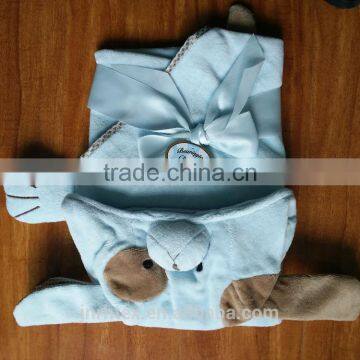 Super Soft Cotton Velour Animal Head Newborn Baby Receiving Blanket photo-2