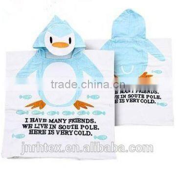 Eco-friendly Custom 100 Cotton Velour Printed Kids Hooded Poncho Towel , Beach Towel Poncho photo-4