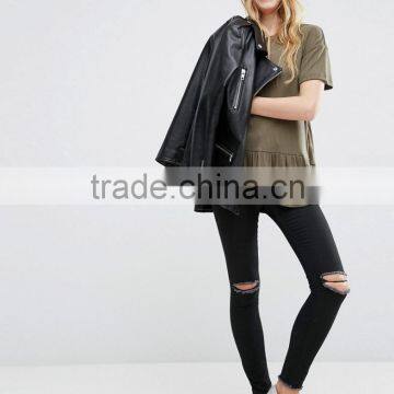 Fashion t Shirt Wholesale, t Shirt Ruffle Hem, Blank t Shirt photo-4