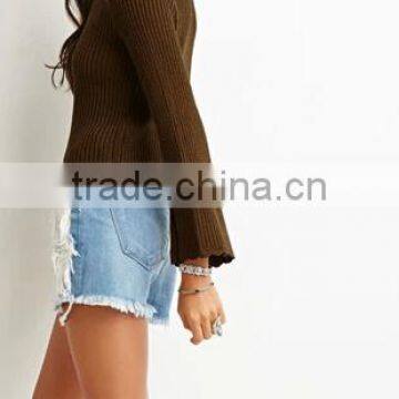 Fashionable Design Acrylic Long Flare Sleeve Wide o Neck Women Pullover Sweaters photo-5