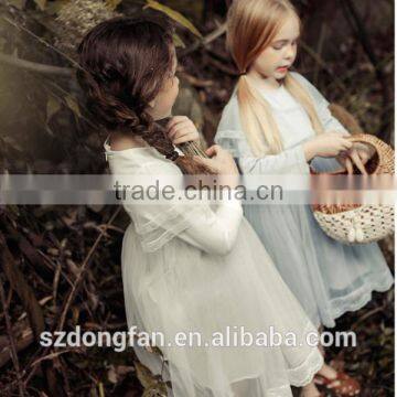 Baby Flower Girls Fall Lace Long Sleeve Chiffon Wedding Dress photo-3