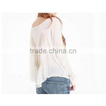 New Design Plus Size Round Neck Black and White Loose Bat Sleeve Casual Clothes Wing Printing t Shirt Blank T-shirt photo-5