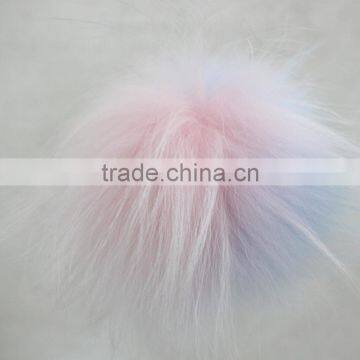 Myfur Knit Beanie China Wholesale Racoon Fur Pom Pom Bi-color Pink Cute Fur Ball photo-3