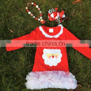 Baby girls Chirstmas santa clause Dress with matching hair bows and chunky necklace set