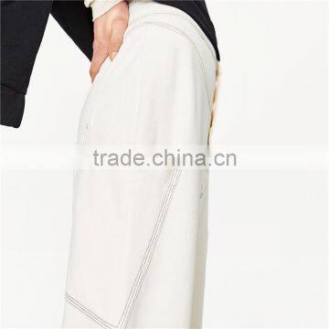 Peg-leg Trousers Cotton White Pants for Women photo-5