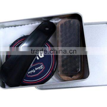 factory metal tin case newest design hotel amenity shoe care gift kit