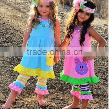 hot sell persnickety outfits girls remark boutique clothing sets bunny appilque long dress