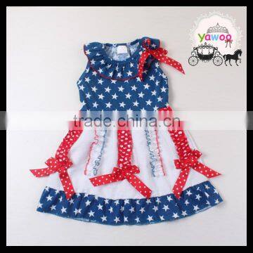 Yawoo 2016 Latest Navy Polka Dots July 4th Smocked Dress Designs Teenage Girls photo-6
