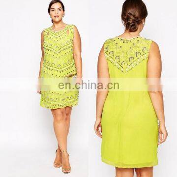 Beaded Embellished Plus Size Clothing Party Dress for Fat Women