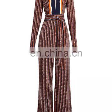 New 2016 Ladies Designer Trouser Suits Custom Made Women Jumpsuit Silk-crepe Wide Leg Jumpsuit