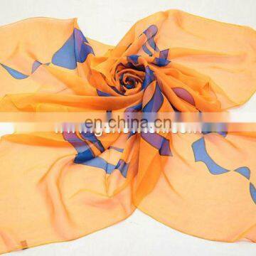 Fancy women hand painted silk chiffon scarf