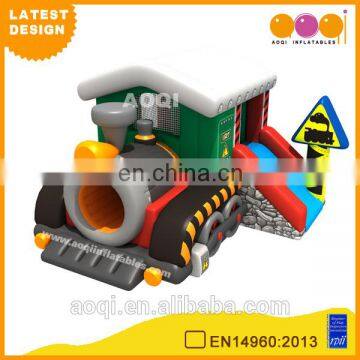 2015 AOQI newest design inflatable train combo with slide for kids with free EN14960 certificate