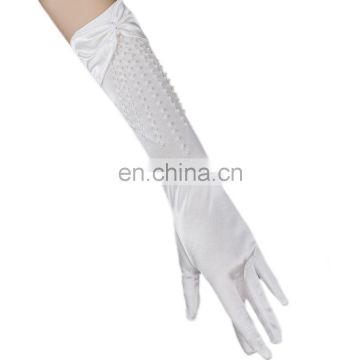 Women Shiny Stretch Satin Long Wrist Bridal Gloves for Party Prom Wedding