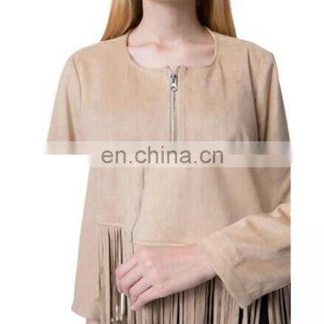 O Neck Tassel Hem Zipper Kettle Life Price Jacket for Women photo-5