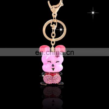 Promotional wholesale custom crystal souvenir metal rhinestone cute Dog puppy key chain manufacturer in yiwu China MCA-0031