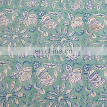 Indian Block printed Cotton Fabric Handmade Floral Print Sanganeri Fabric