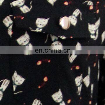 2017 Fashion Design Short Front Long Back Top Kitty Shirt Blouse, Printed Shirts for Women Blouses photo-5