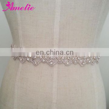 Handmade Rhinestone Beaded Belt For Wedding Dress