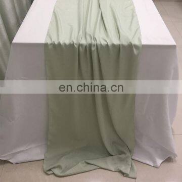 TR041#102 Silk Crepe de Chine Fabric Green Table Runner Wedding photo-3