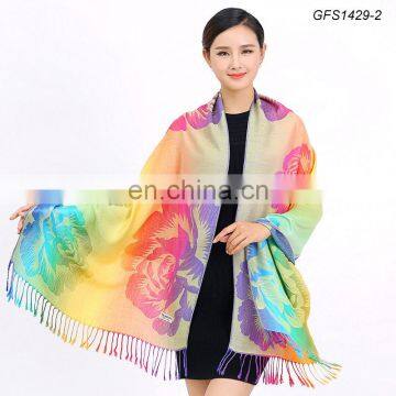 Customized Colorful Fashion Girl Thick Wool Pashmina Stole photo-3