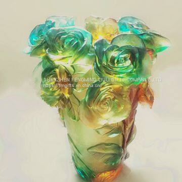 High Grade Crystal Horse Vase for Home or Hotel Decoration