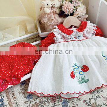 Arrivals Baby Strawberry Dress Shirt Bread Shorts Set Summer Short Sleeve Dress Clothes Toddler Girl Clothes