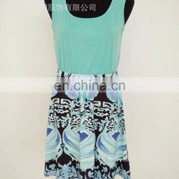 Mother and Daughter Knee-length Dress Family Look Green Printed Dress Mom and me Sundress (this Link for Girls,1-13years) photo-3