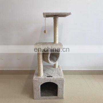 Custom Branded FBA Service Wholesale Cheap Indoor Easily Assemble Faux Fur Cat Tree Wall Cat Condo Furniture Tree With Cave photo-5
