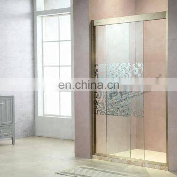 2019 Golden Pattern Frame Tempered  Glass Shower Enclosure  Stainless Steel Shower Room