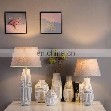 Japan fancy embossed design white table lamps set vintage for hotel home decor