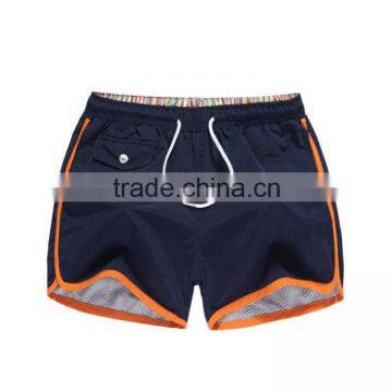 Custom soft feeling 88% polyester 12% spandex blue men sports shorts