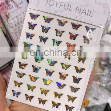 JOYFUL 01-10 Nail Stickers 3D Ultra-thin Nail DIY Decoration Gradient Laser Holographic Butterfly Nail Sticker photo-4