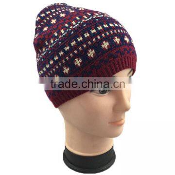 Knit winter hat women jacquard beanie