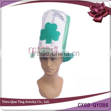 Sequin tall style hat with clover for St patrick day