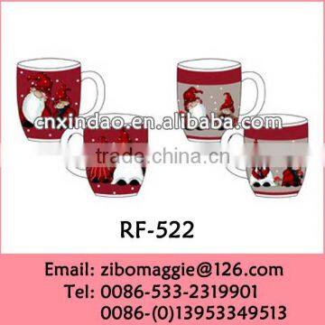 Zibo Made Belly Shape Christmas Print Ceramic Milk Drinking Mug Set for Children with Cheap Price