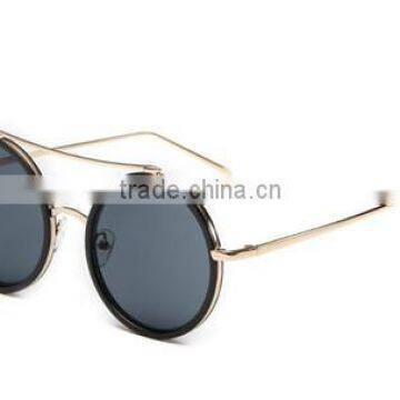 UV 400 women ladies female fashionable reflective black full metal frame round lens sunglasses