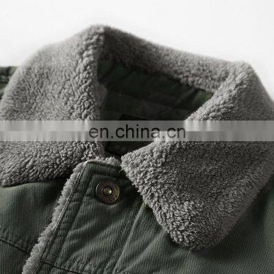 Wholesale Custom Men's Winter Plus Velvet Casual Fashion Jacket Jacket Men's Cotton Coat Men's Loose Cashmere Plus Velvet Jacket photo-5