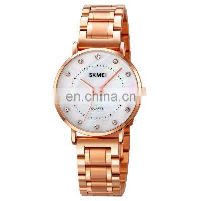 Newest SKMEI 1840 Stainless Steel Quartz Watch Casual Ladies Wristwatch Waterproof Wrist Watch Women