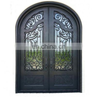 american popular arch metal front design durable kick plate entry glass security wrought iron door