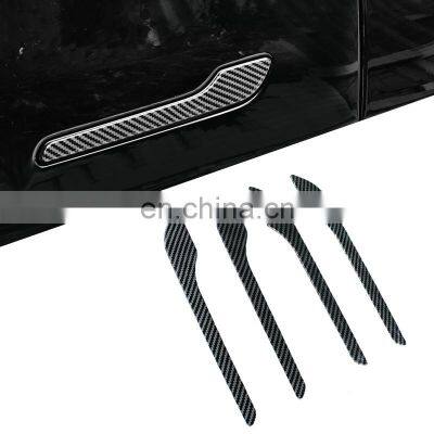 Car Accessories For Tesla Interior Decorative Carbon Fiber Style Outer Door Handle Cover Kit Model 3 2017-2021