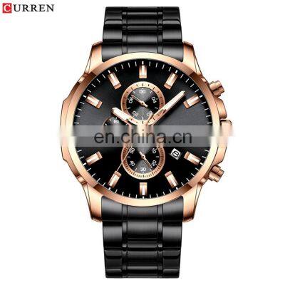 CURREN 8348 Men Stylish Big Dial Quartz Watches Stainless Steel Chronograph Calendar Business Classic Dress Mens Watch