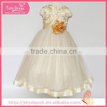 Lacework creamy-white cap sleeve princess dress tulle skirt children frocks designs