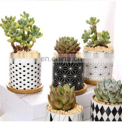 New Geometric Black and White Succulent Flower Pot Ceramic Straight Flower Pot photo-5