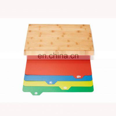 Kitchen Creative Design Rectangular Bamboo Cutting Board And 4 Color-coded