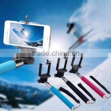 Mini selfie stick with bluetooth shutter button,wholesale wireless selfie stick